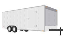 Enclosed trailer that transports automobiles—including classic cars and race cars. This type of trailer offers more protection against the elements and keeps the cargo hidden from view.