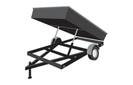 These trailers are sometimes known as Gravel Trailers. They use hydraulic, mechanical, or electric cylinders to raise the front end of the trailer bed, which allows the cargo to spill out the back.